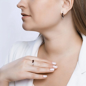 Серьги SOKOLOV - Серебро 925, Гранат, Фианит (арт. 92021782)