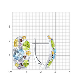 Серьги SOKOLOV - Серебро 925, Аметист, Гранат, Топаз, Фианит, Хризолит, Цитрин (арт. 92020174)