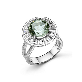 Кольцо Дар - Серебро 925, Празиолит, Фианит (арт. К-5268рс41200)