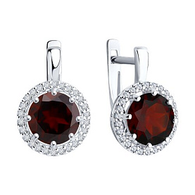 Серьги Diamant - Серебро 925, Гранат, Фианит (арт. 94-320-02052-2)