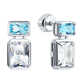 Серьги Diamant - Серебро 925, Горный хрусталь, Топаз (арт. 94-322-02395-2)