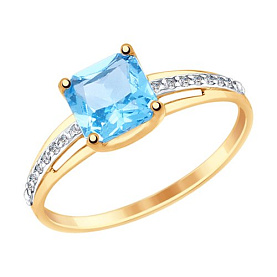 Кольцо SOKOLOV - Золото 375, Топаз, Фианит (арт. 37715001)
