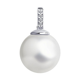 Подвеска Diamant - Серебро 925, Жемчуг имитация, Фианит (арт. 94-130-01196-1)