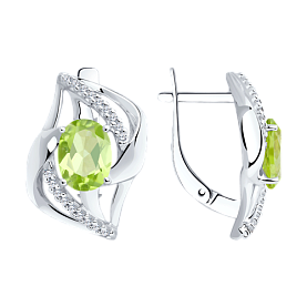 Серьги Diamant - Серебро 925, Фианит, Хризолит (арт. 94-320-00569-1)