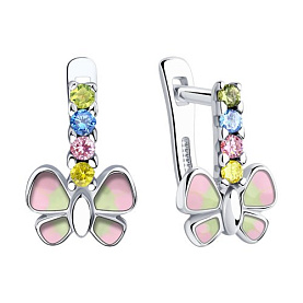 Серьги SOKOLOV - Серебро 925, Фианит, Эмаль (арт. 94023686)