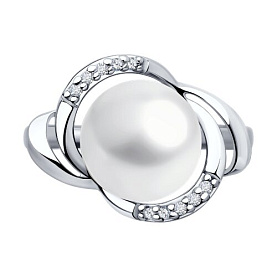 Кольцо SOKOLOV - Серебро 925, Жемчуг культивированный, Фианит (арт. 92014416)