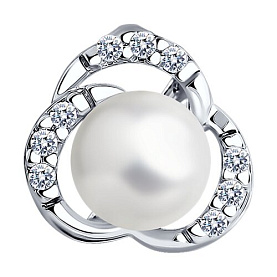 Подвеска SOKOLOV - Серебро 925, Жемчуг синтетический, Фианит (арт. 94033067)
