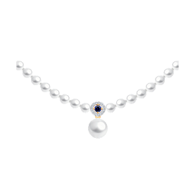 Колье SOKOLOV - Золото 585, Жемчуг культивированный, Синтетический сапфир , Фианит (арт. 797000)