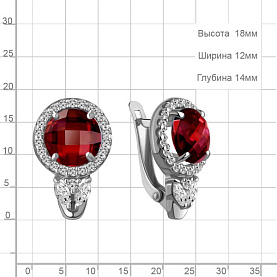 Серьги Аквамарин - Серебро 925, Синтетический гранат, Фианит (арт. 4785585А.5)