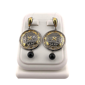 Серьги Янтарная волна - Серебро 925, Янтарь (арт. 821997Ач)