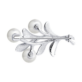 Брошь SOKOLOV - Серебро 925, Жемчуг имитация (арт. 94040284)