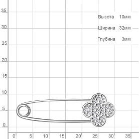 Булавка Аквамарин - Серебро 925, Фианит (арт. 77511А.5)