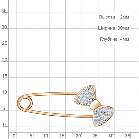 Булавка Аквамарин - Серебро 925, Фианит (арт. 77529.6)