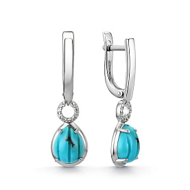 Серьги Дар - Серебро 925, Бирюза, Фианит (арт. С-4050рк43800)