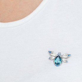 Брошь Diamant - Серебро 925, Синтетический ситалл , Фианит (арт. 92040052)