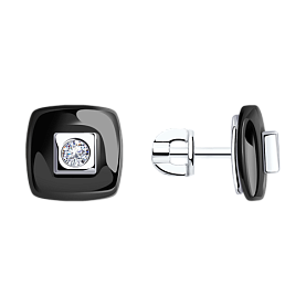 Серьги Diamant - Серебро 925, Керамика, Фианит (арт. 94-122-01278-1)