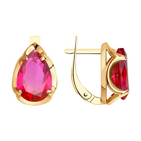 Серьги SOKOLOV - Золото 585, Синтетический рубин (арт. 728212)
