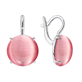 Серьги KRASNOE - Серебро 925, Синтет. кошачий глаз (арт. 2340265145-30)