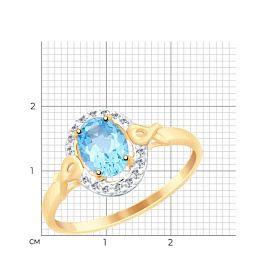 Кольцо SOKOLOV - Золото 375, Топаз, Фианит (арт. 37715070)