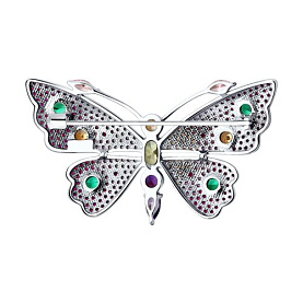 Брошь SOKOLOV - Серебро 925, Синтетический рубин, Фианит (арт. 94040296)