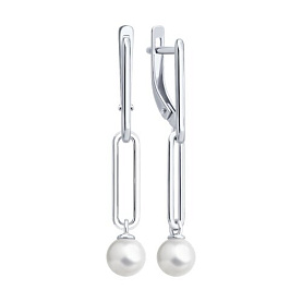 Серьги Diamant - Серебро 925, Жемчуг имитация (арт. 94-121-02378-1)
