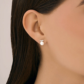 Серьги Diamant - Серебро 925, Жемчуг имитация (арт. 94-122-02369-1)