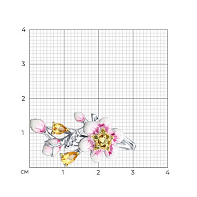 Брошь SOKOLOV - Серебро 925, Фианит, Цитрин, Эмаль (арт. 92040118)