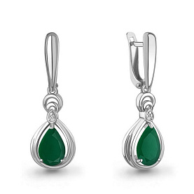 Серьги Аквамарин - Серебро 925, Агат, Фианит (арт. 45019409А.5)