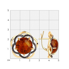 Серьги Diamant - Серебро 925, Фианит, Янтарь пресс. (арт. 93-320-00828-1)