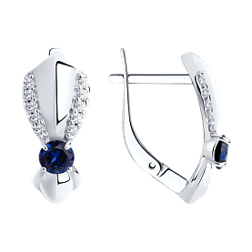 Серьги Diamant - Серебро 925, Синтетический сапфир , Фианит (арт. 94-320-00750-1)