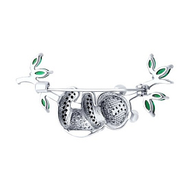 Брошь SOKOLOV - Серебро 925, Фианит, Эмаль (арт. 94040345)