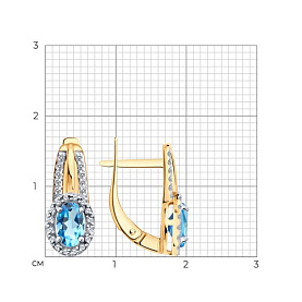 Серьги SOKOLOV - Золото 585, Топаз, Фианит (арт. 729337)