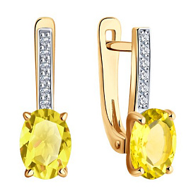 Серьги SOKOLOV - Золото 375, Фианит, Цитрин (арт. 37727974)