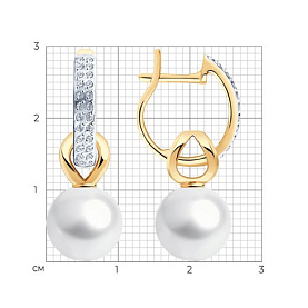 Серьги SOKOLOV - Золото 585, Swarovski , Жемчуг культивированный (арт. 792239)