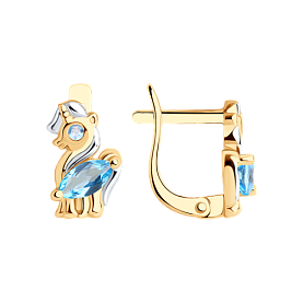 Серьги SOKOLOV - Золото 585, Топаз, Фианит (арт. 727362)