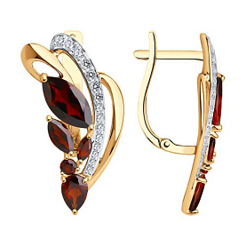 Серьги SOKOLOV - Золото 585, Гранат, Фианит (арт. 724682)