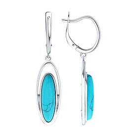 Серьги Diamant - Серебро 925, Бирюза синтетическая , Синтетическая бирюза (арт. 94-321-02375-1)