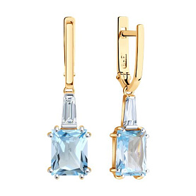 Серьги Diamant - Золото 585, Топаз, Фианит (арт. 51-321-02433-1)