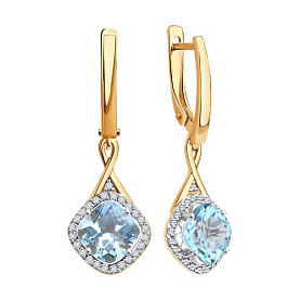 Серьги SOKOLOV - Золото 585, Топаз, Фианит (арт. 728378)