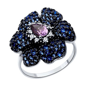 Кольцо SOKOLOV - Серебро 925, Аметист, Фианит (арт. 92014519)