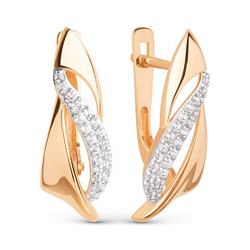 Серьги ЮФ Династия - Золото 585, Фианит (арт. 024772-1102)