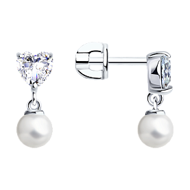 Серьги SOKOLOV - Серебро 925, Жемчуг имитация, Фианит (арт. 94025616)