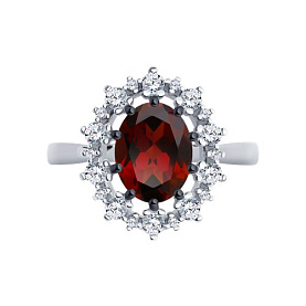 Кольцо Diamant - Серебро 925, Гранат, Фианит (арт. 94-310-02042-2)