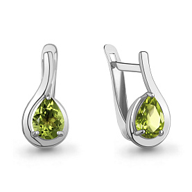 Серьги Аквамарин - Серебро 925, Хризолит (арт. 45021407.5)