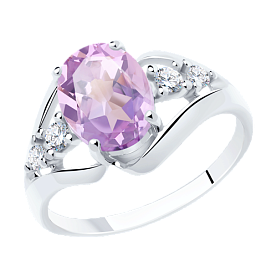 Кольцо SOKOLOV - Серебро 925, Аметист, Фианит (арт. 92011936)