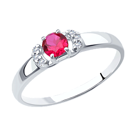 Кольцо SOKOLOV - Серебро 925, Синтетический рубин, Фианит (арт. 84010016)