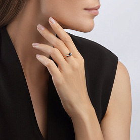 Кольцо SOKOLOV - Золото 585, Топаз лондон, Фианит (арт. 716749)