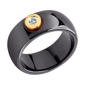 Кольцо SOKOLOV - Золото 585, Керамика, Бриллиант (арт. 6015001)