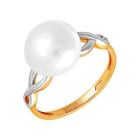 Кольцо Прима Эксклюзив - Золото 585, Жемчуг культивированный (арт. 190-1-804Р)