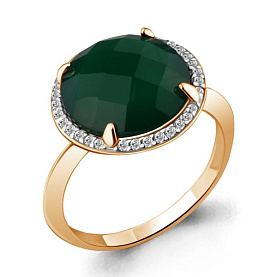 Кольцо Аквамарин - Серебро 925, Агат, Фианит (арт. 6543109А.6)